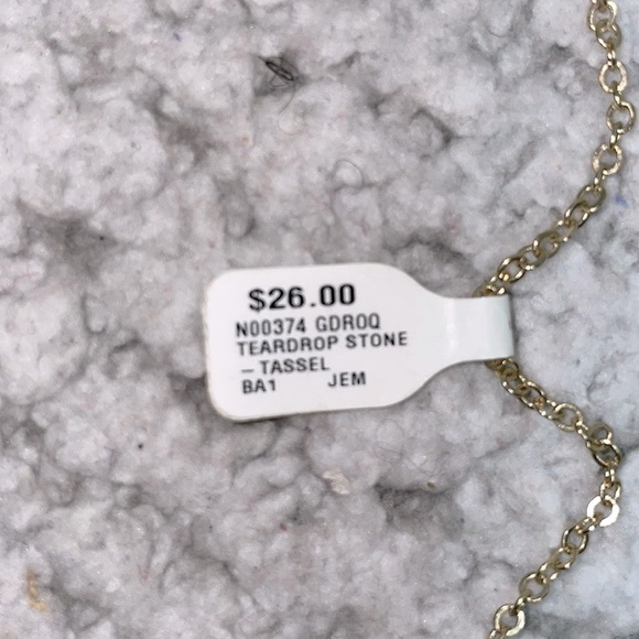 NWT Teardrop Semi-precious Pink Stone Tassel Necklace - Picture 6 of 6